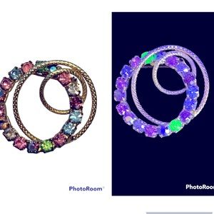 ❗️FINAL REDUCTION❗️Fruit Salad Circle Pin w/Uranium Glass Rhinestones